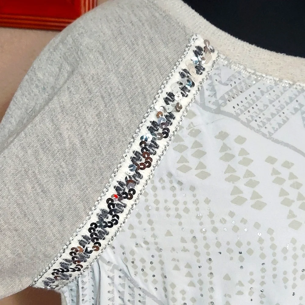 NWT Women's Jolt For Vanity Gray Aztec Patterned Sheer Knit Top - Picture 9 of 12